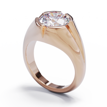 Rose gold diamond signet ring with large diamond. 