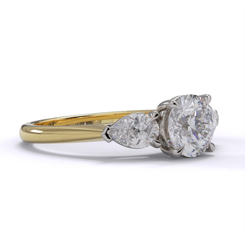 Three Stone Diamond Ring in Yellow Gold