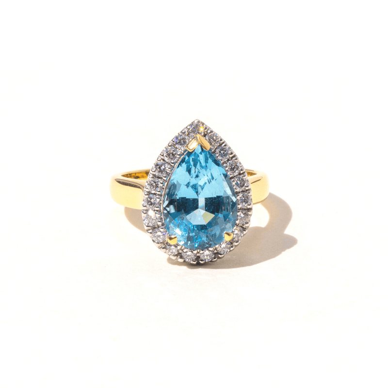 Pear Shaped Aquamarine Halo Ring