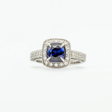 Shyam Sapphire and Diamond Halo Ring