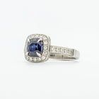 Shyam Sapphire and Diamond Halo Ring