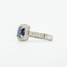 Shyam Sapphire and Diamond Halo Ring