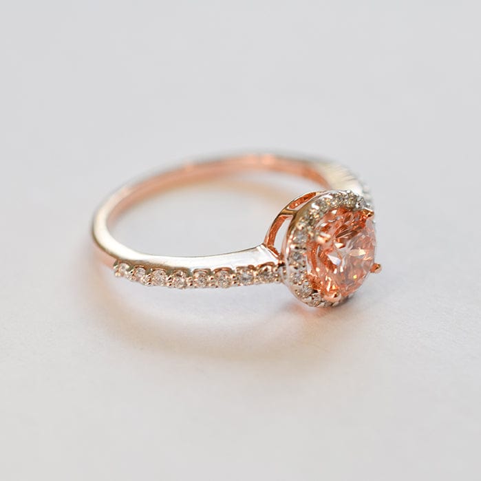 Pink Diamond Halo Engagement Ring in 18ct Rose Gold handcrafted in Auckland New Zealand