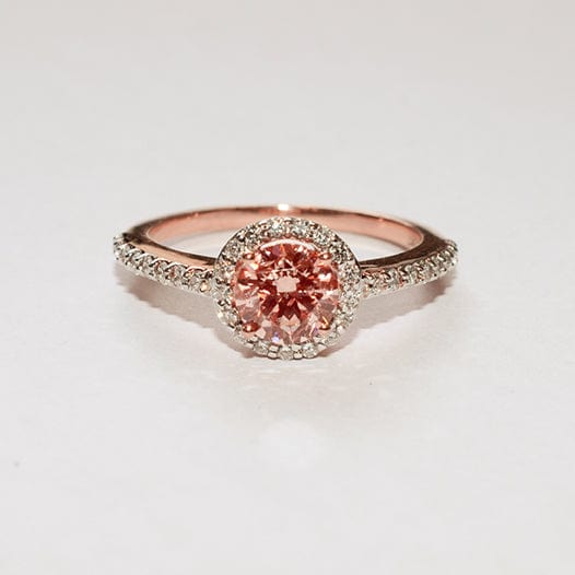 Pink Diamond Halo Engagement Ring in 18ct Rose Gold handcrafted in Auckland New Zealand