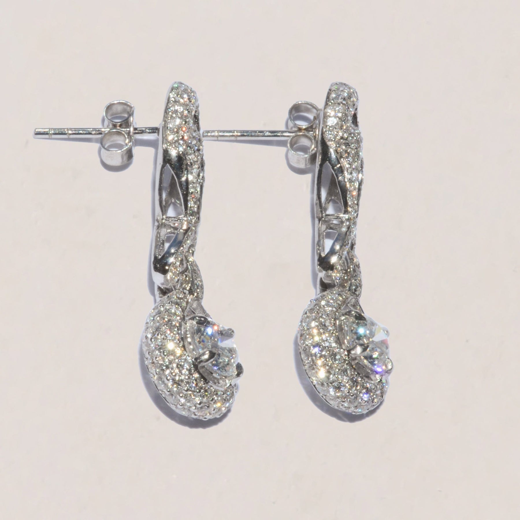 White Gold and Diamond Earrings Custom made by the Master Jeweller