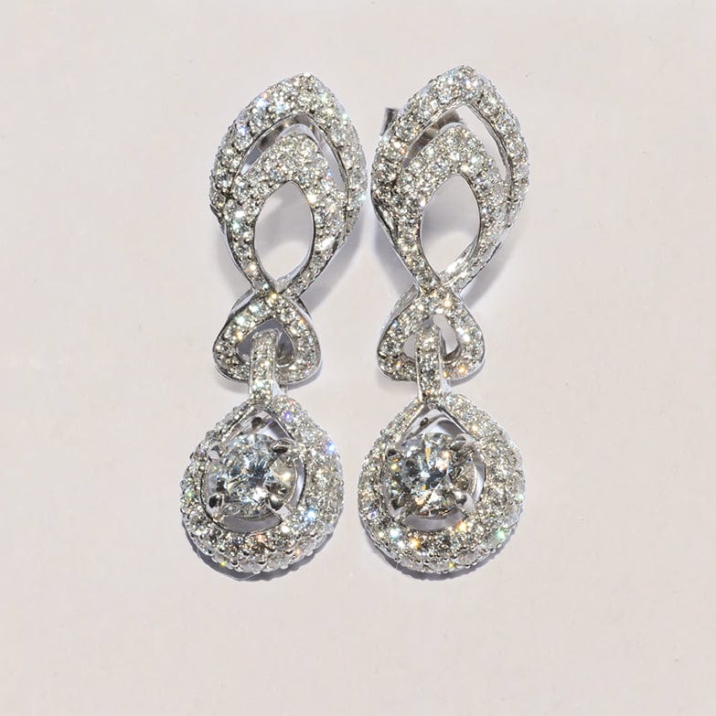 Diamond drop earrings handcrafted by Meaden Master Jewellers