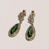 Green Tourmaline Diamond Drop Bespoke Design earrings handcrafted by our Artisans at Meaden