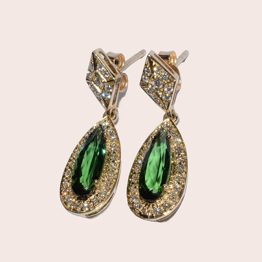 Design your own Green Tourmaline Diamond earrings with our Artisans at Meaden