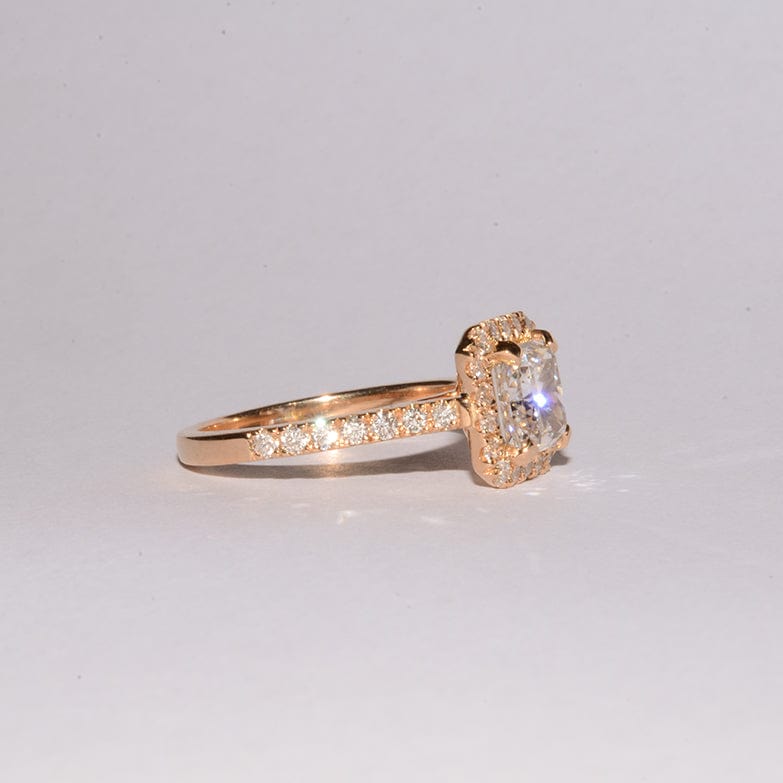 Gold Square Diamond Engagement Handmade by Master Jeweller