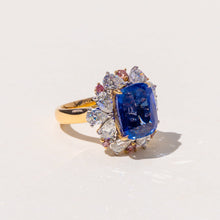 Isla Cushion Cut Sapphire Halo Cluster Ring