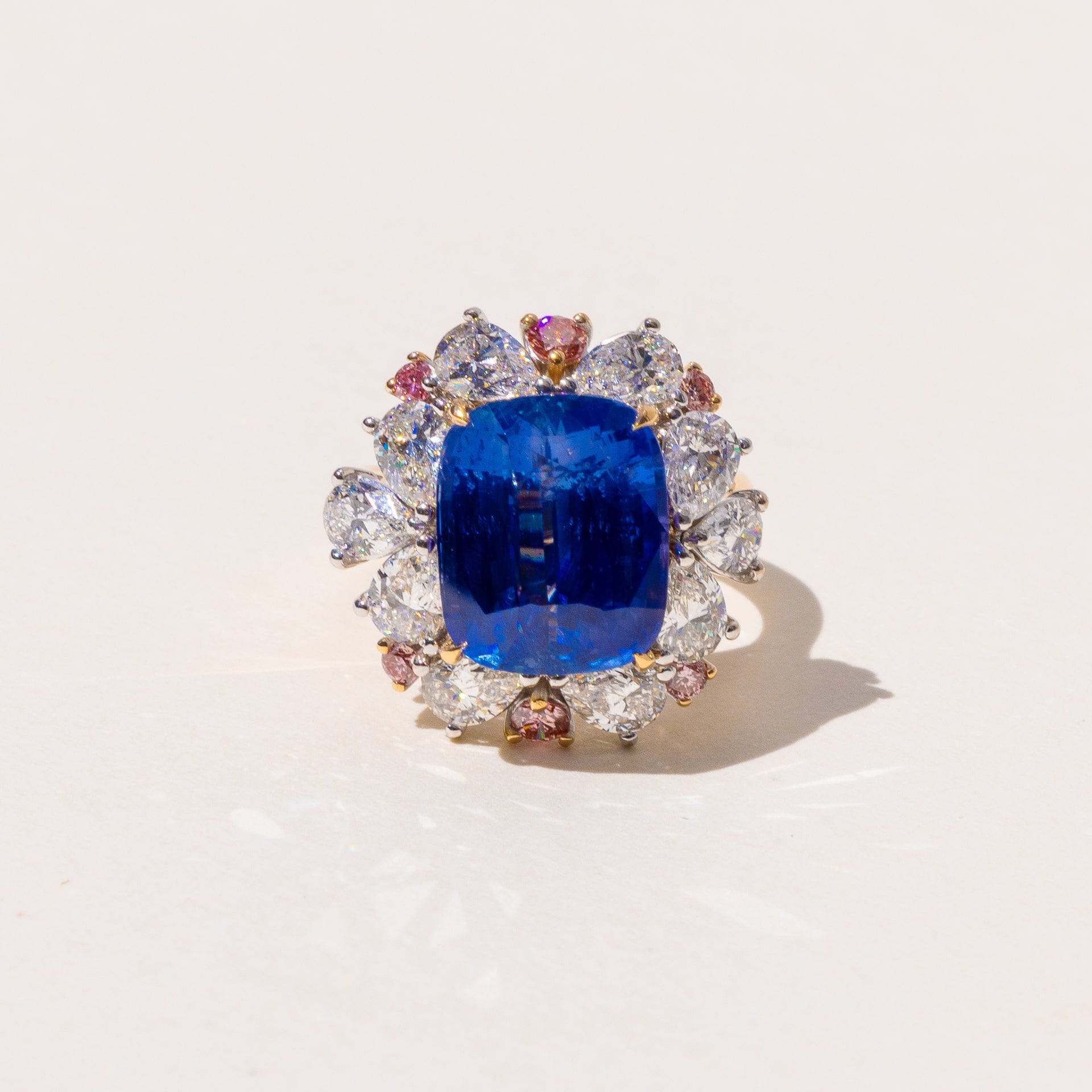 Isla Cushion Cut Sapphire Halo Cluster Ring