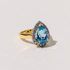 Large Aquamarine Cocktail Ring in 18ct Yellow Gold