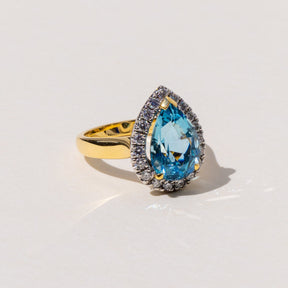Large Aquamarine Cocktail Ring in 18ct Yellow Gold