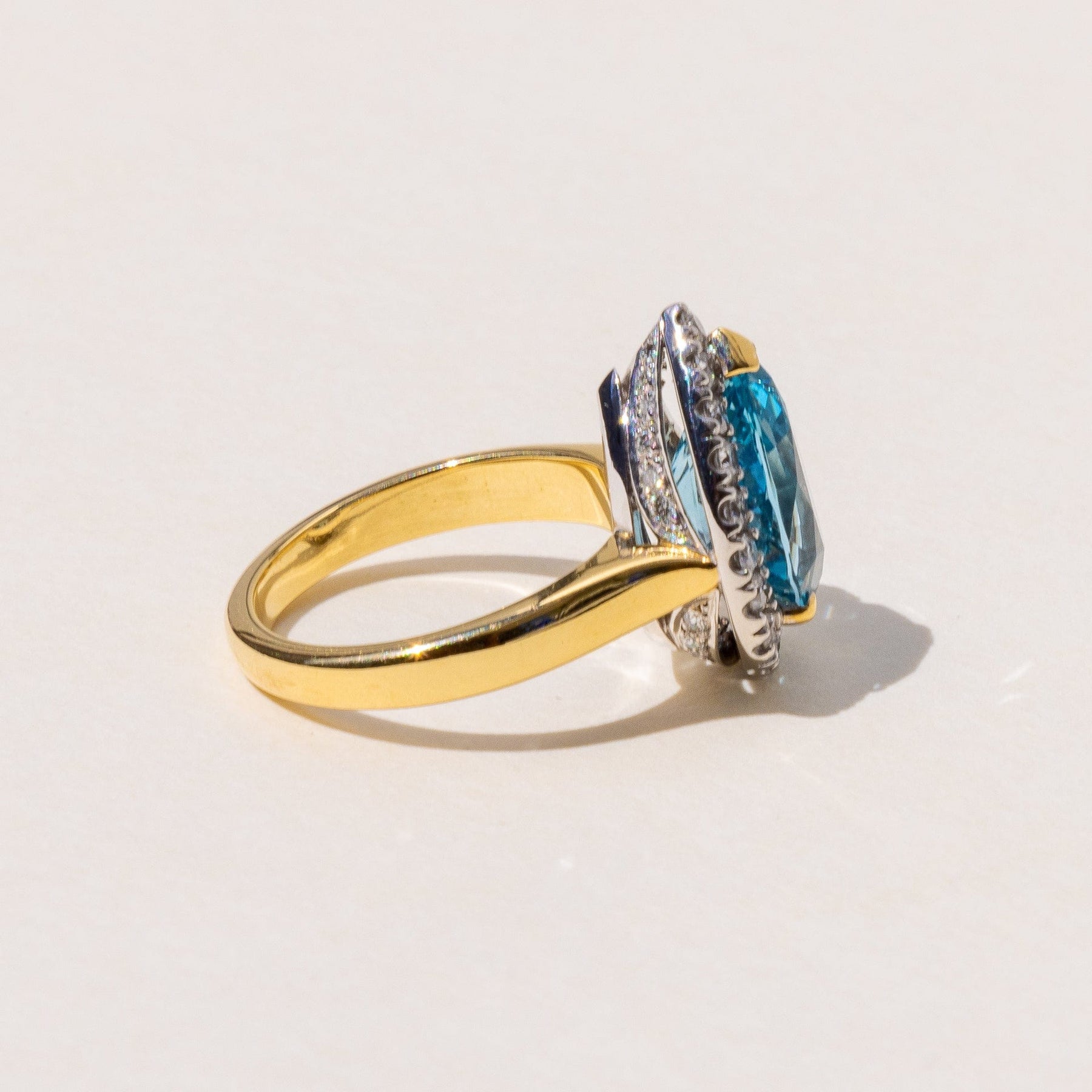 Bespoke  Large Aquamarine Cocktail Ring in 18ct Yellow Gold by our Master Jeweller