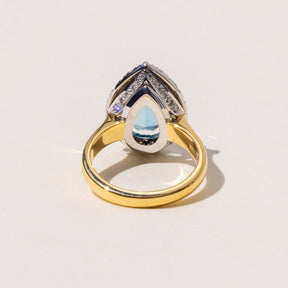 Custom Design Large Aquamarine Cocktail Ring in 18ct Yellow Gold by our Master Jeweller