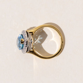 Unique Aquamarine Cocktail Ring in 18ct Yellow Gold by our Master Jeweller