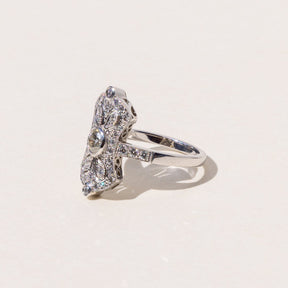 Art Deco inspired Diamond and White Gold ring handmade in Auckland nz