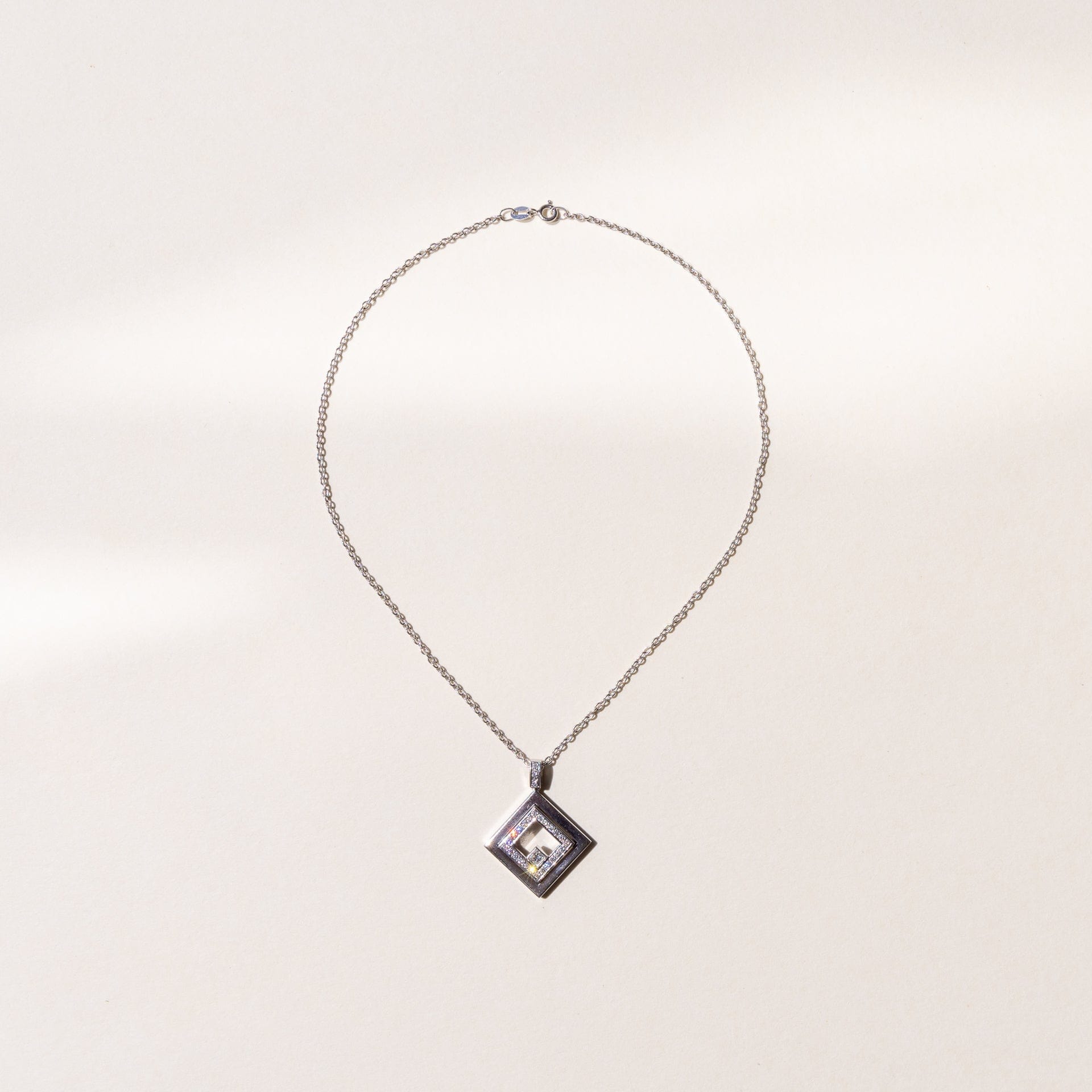 Bespoke 18ct White Gold and Diamond pendant necklace made by our Master Jeweller