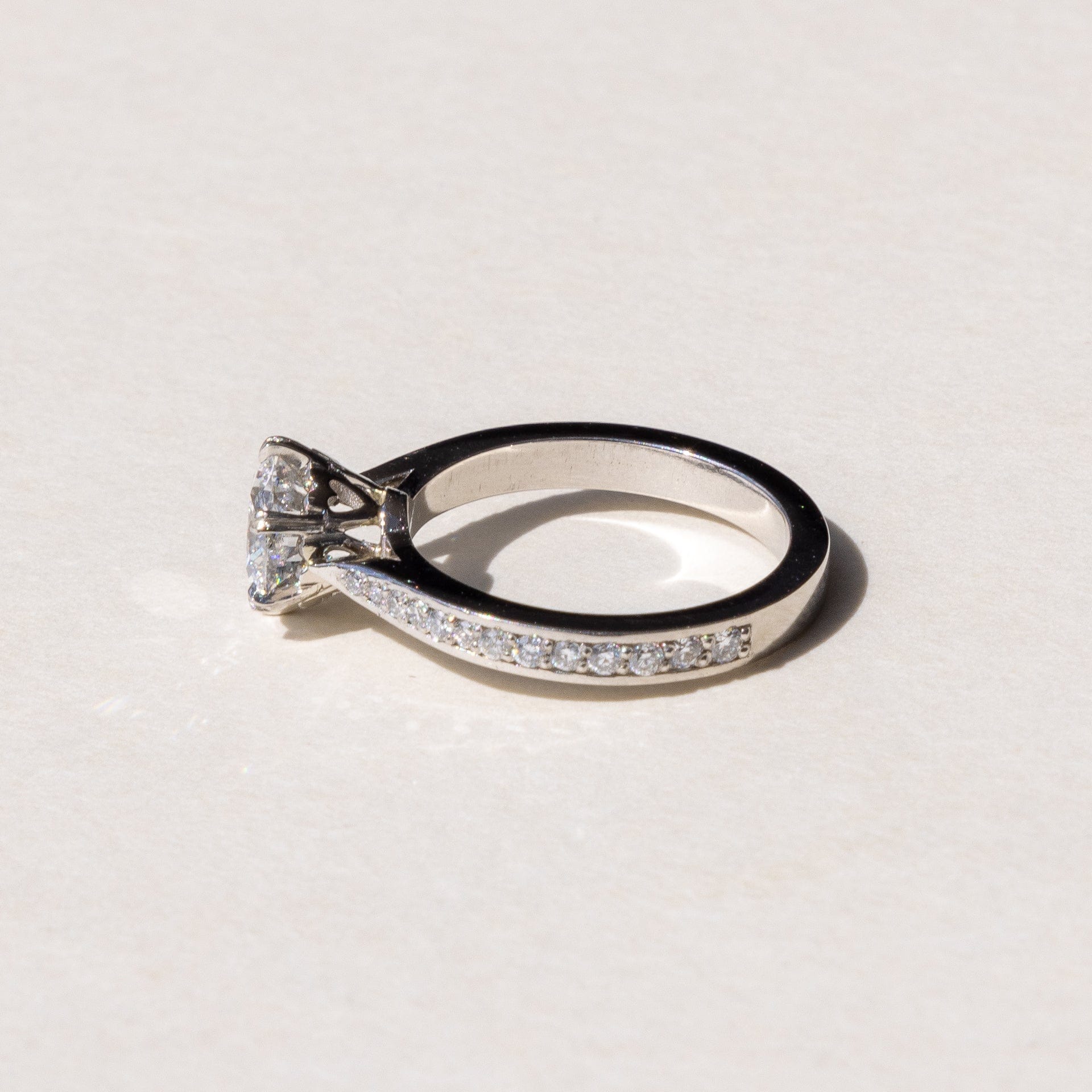 Bespoke Brilliant Round Diamond Solitaire in Platinum handcrafted in NZ