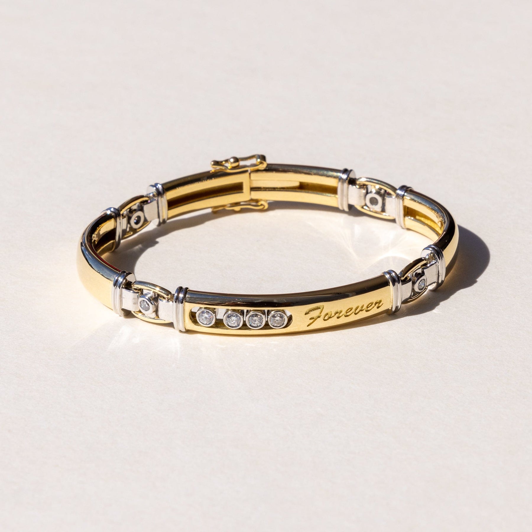 Luxury made to order Diamond sliding hinge bracelet in 18k Yellow Gold