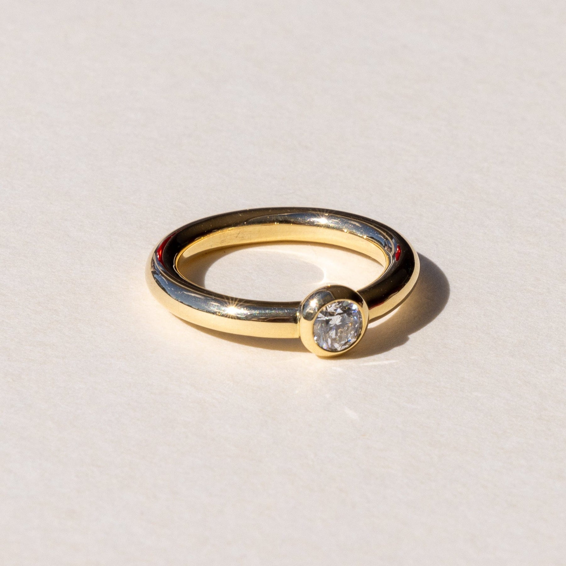 Heavy 9ct Yellow Gold Diamond Solitaire made by Meaden Master Jewellers