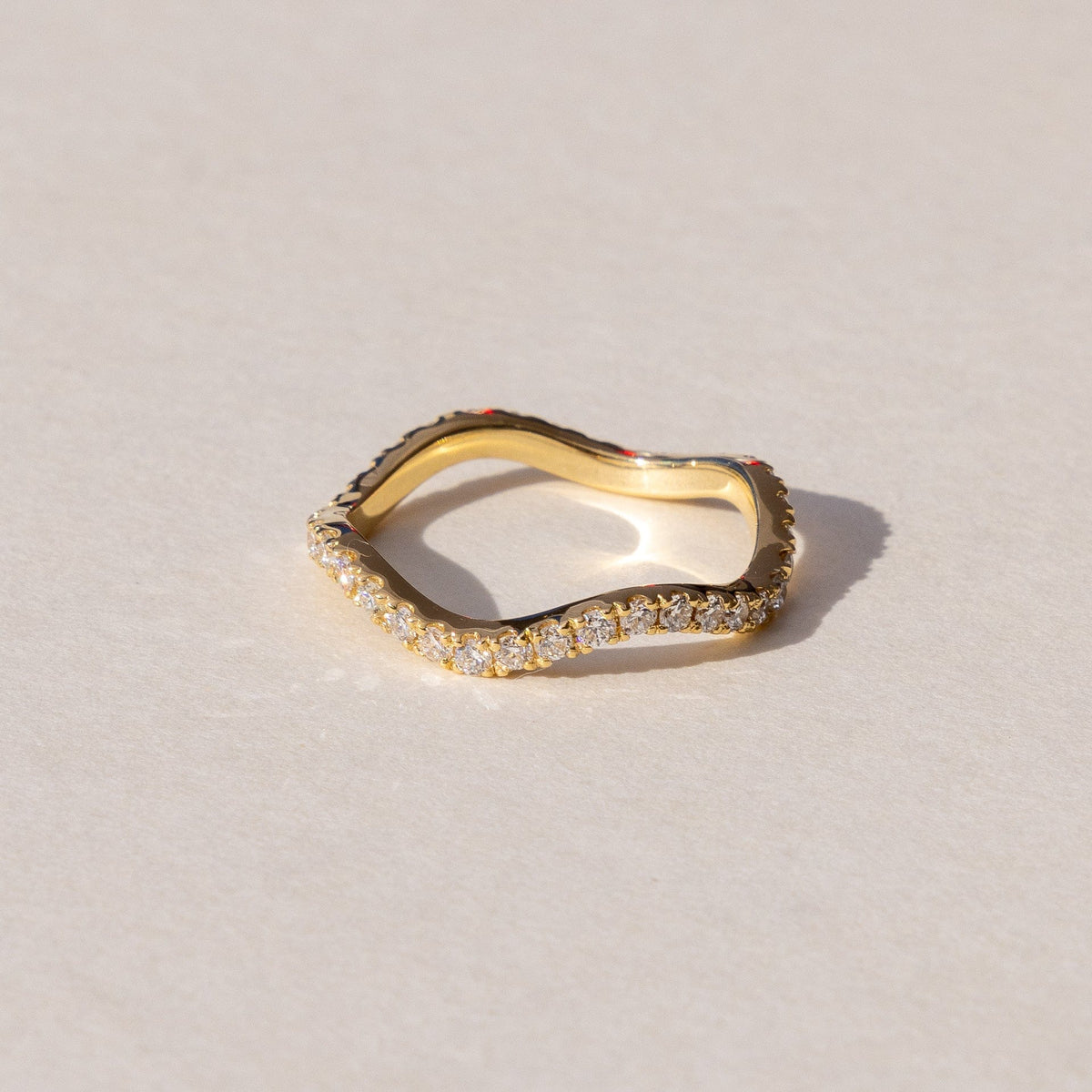 Custom Design wave design diamond and Gold ring