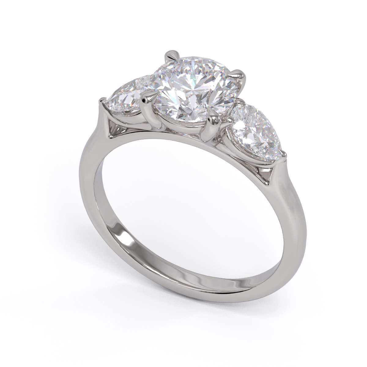 Conflict-free Diamond trio Engagement Ring handmade by Meaden Master Jewellers