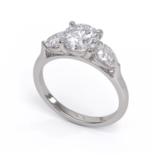 Conflict-free Diamond trio Engagement Ring handmade by Meaden Master Jewellers