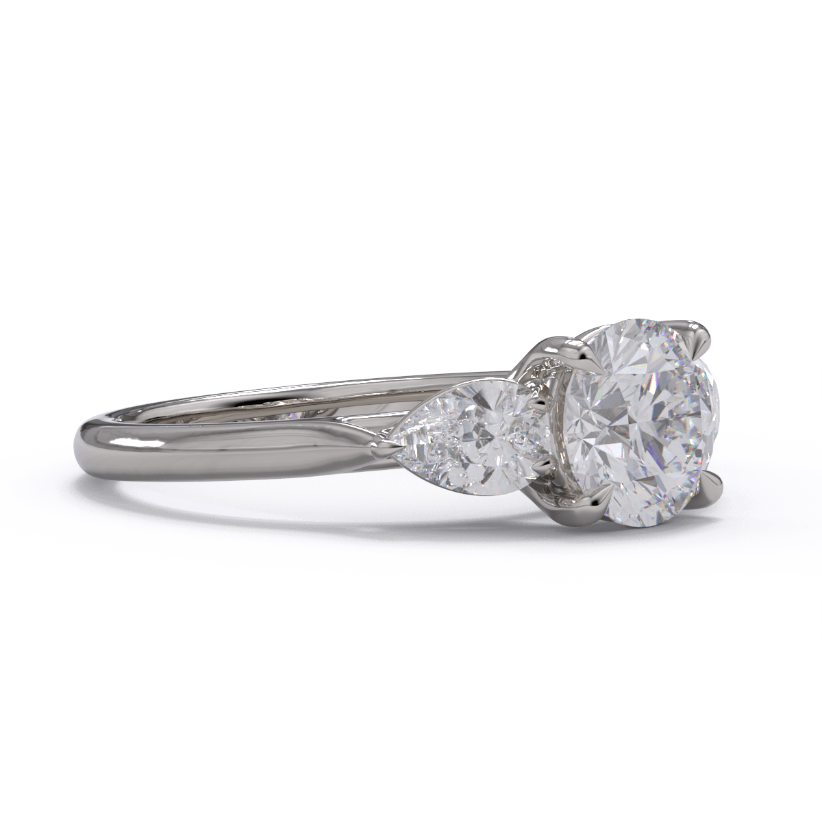 Diamond Trio Engagement ring in 18ct White Gold handcrafted by our Master Jewellers in Auckland NZ
