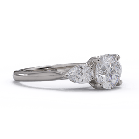 Diamond Trio Engagement ring in 18ct White Gold handcrafted by our Master Jewellers in Auckland NZ