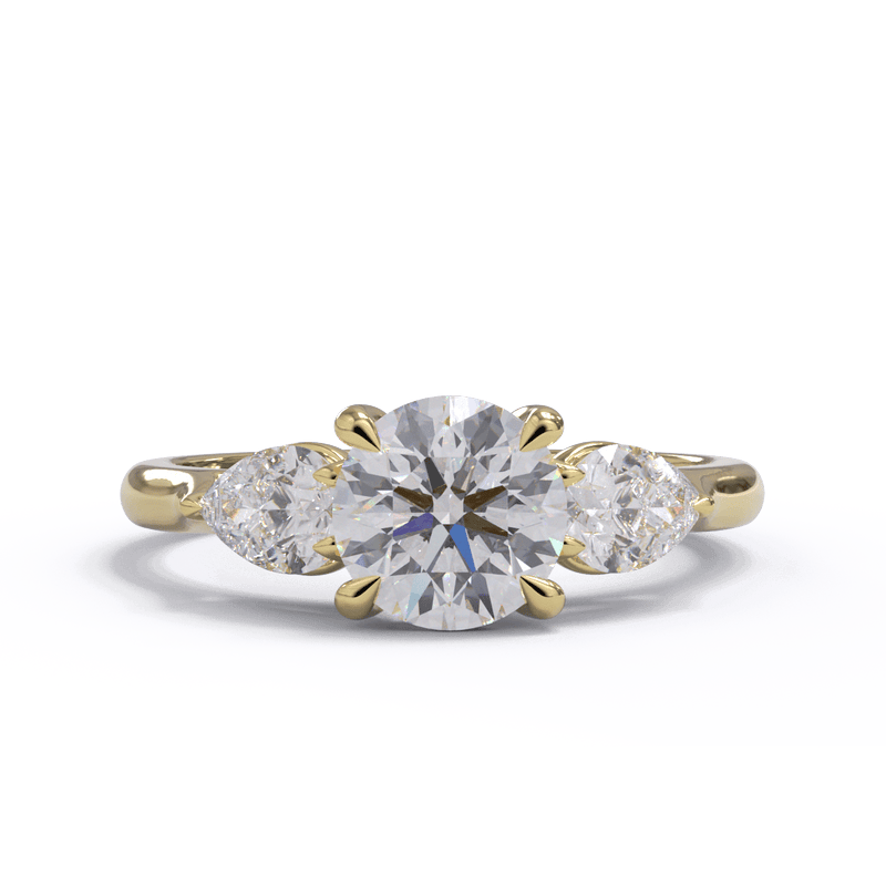 Diamond Trio Engagement ring in 18ct Yellow Gold handcrafted by our Master Jewellers in Auckland NZ