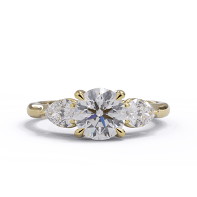 Diamond Trio Engagement ring in 18ct Yellow Gold handcrafted by our Master Jewellers in Auckland NZ