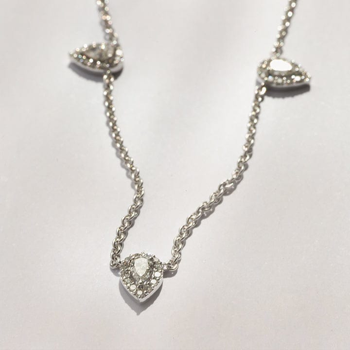 Pear Cut Diamond Necklace in 14ct White Gold