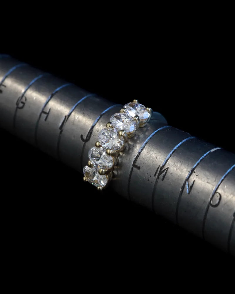 A diamond ring on a sizing mandrel